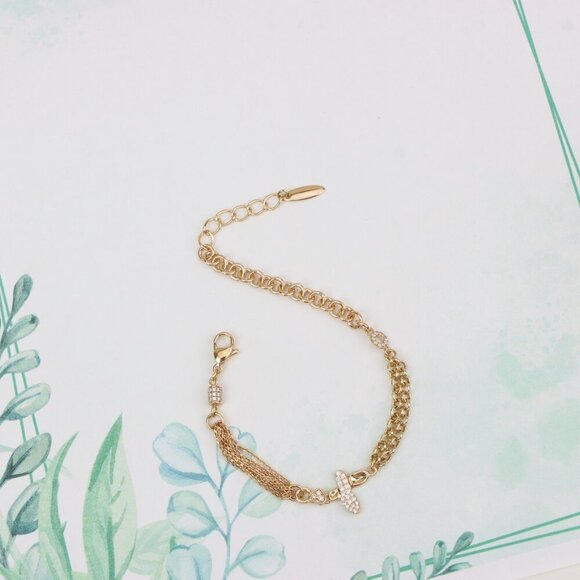 "Elegant Rose Gold Plated Bee Charm Bracelet with Dual Chain Design, XPBL0923 - Picture 3 of 12